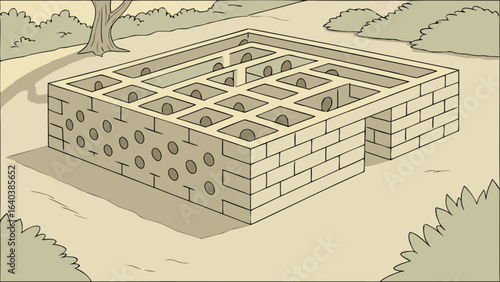 Explore the brick maze structure adventure game challenge with intricate design and puzzle solving elements outdoors