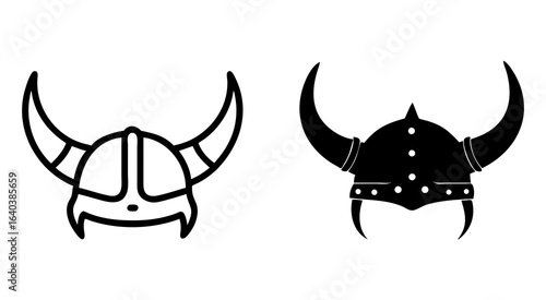 Set of viking helmet outline silhouette vector illustration design