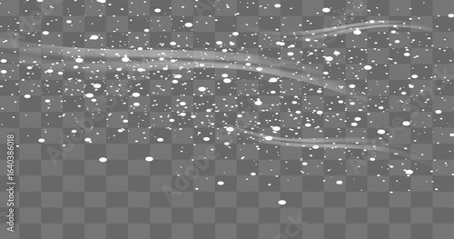 Falling snow on a transparent background. Snow clouds or shrouds. Fog, snowfall. Abstract snowflake background. Fall of snow. Vector illustrator 10 EPS.