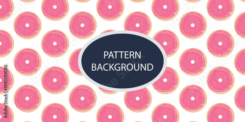 watercolor cute sweet donut pattern background. variant types for donus