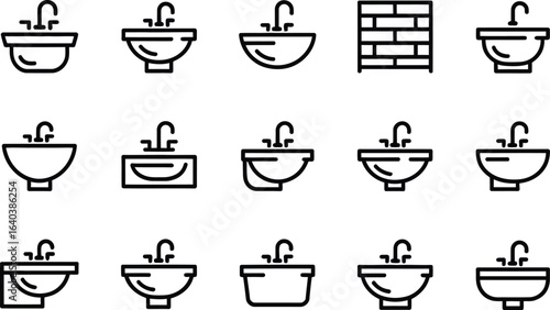 Collection of sink line icons