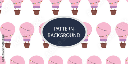 watercolor cute air balloon pattern background. 