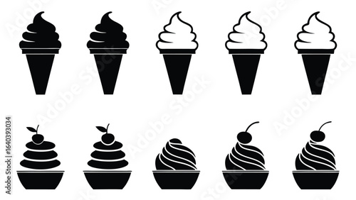 Ice cream cones and sundaes dessert frozen