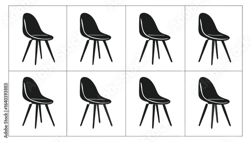 Black mid century modern chairs seating furniture