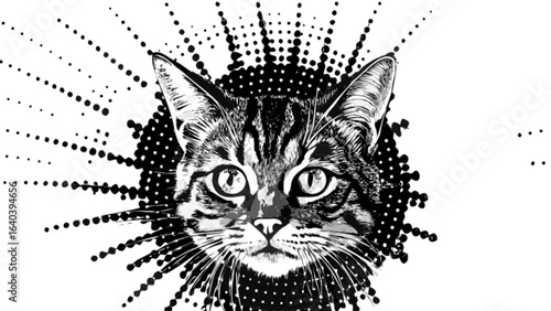 Black and white cat art drawing illustration vector image for pet lovers and graphic design projects