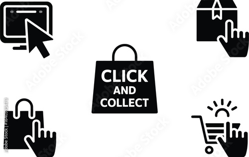 Click and collect icon set art