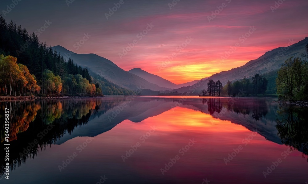 Fototapeta premium Lake Sunset Reflection