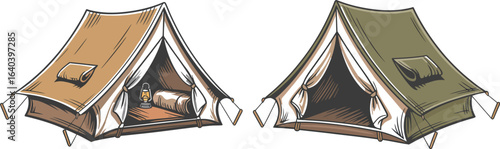 Two tents camping illustration