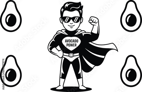 Avocado superhero with avocados