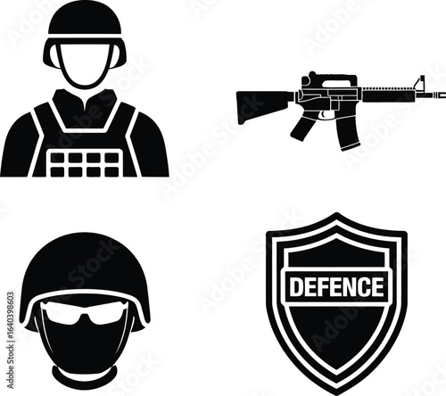 Military and defense icons set