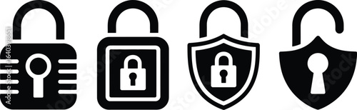 Four lock icons in black color