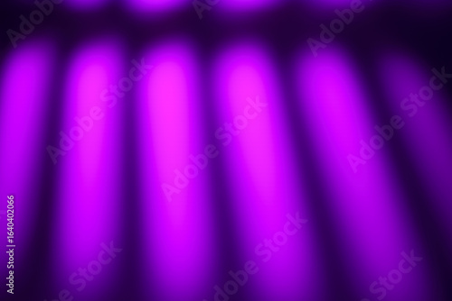 Angled perspective of a floor with rows of glowing purple light beams. Abstract, futuristic background for stage, show, or technology concepts.