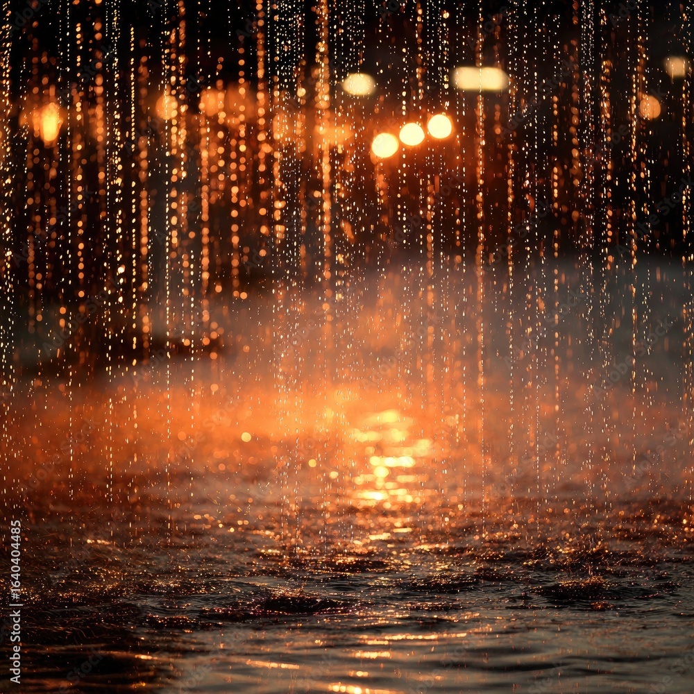 Fototapeta premium Golden light rain over water