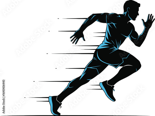 Dynamic athlete sprinting to victory with powerful motion blur effect