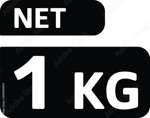 Net weight of one kilogram text