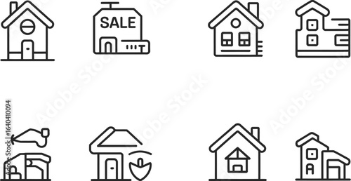Collection of house line icons