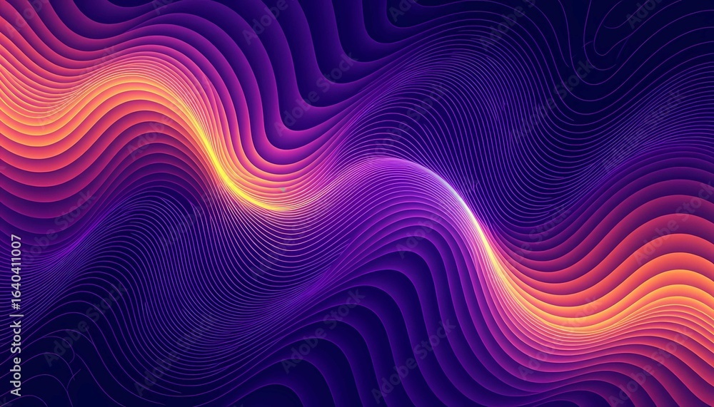 Obraz premium Futuristic digital art with glowing neon waves and gradients