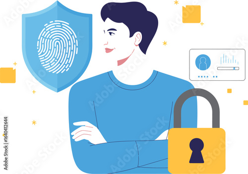 Man with security fingerprint