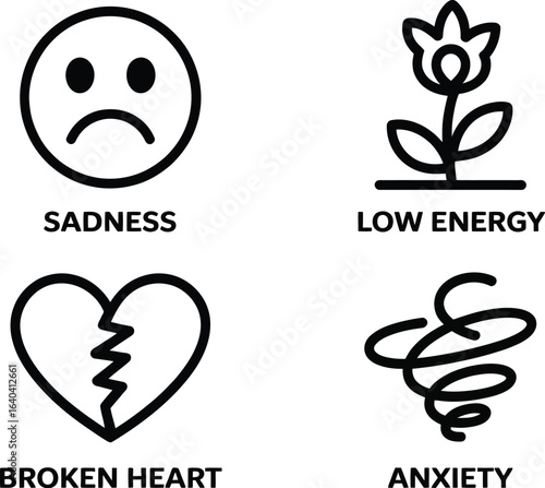 Icons of negative emotions set