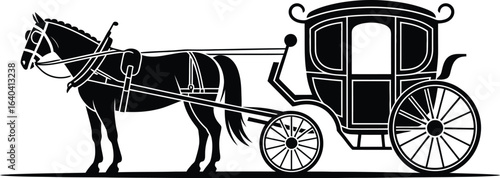Black horse drawn carriage art