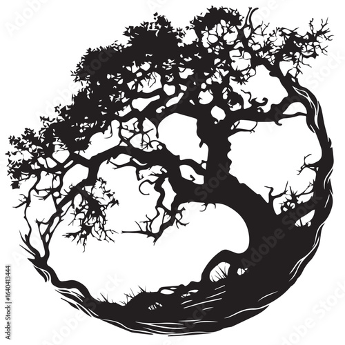 Wallpaper Mural Tree silhouette with roots simple black vector illustration Torontodigital.ca