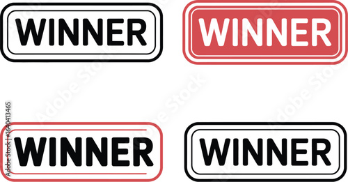 Four winner signs on white background