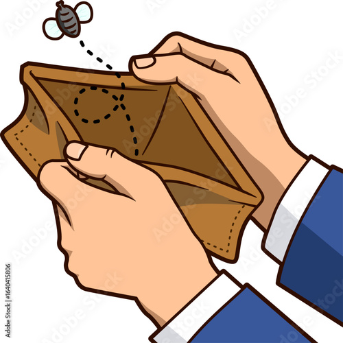 empty wallet cartoon sticker illustration