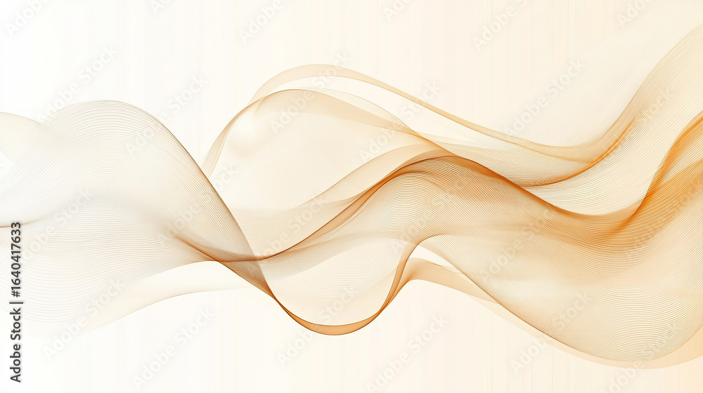 Obraz premium Abstract flowing lines of light amber color against a light background