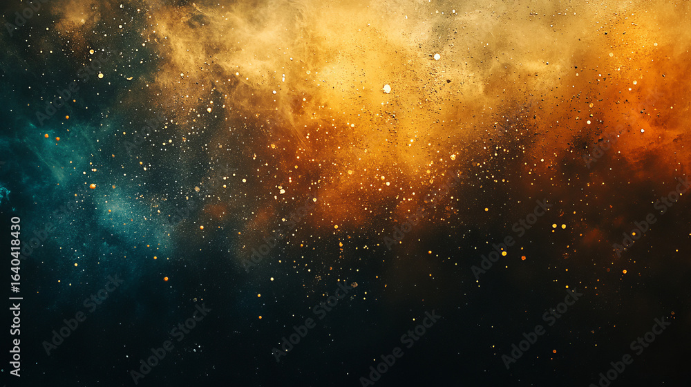 Naklejka premium Abstract cosmic explosion of orange and teal hues