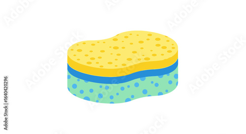 Colorful layered sponge illustration for cleaning and household usage