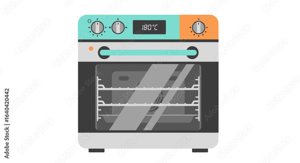Fototapeta premium Illustration showcasing a modern electric oven with digital temperature display