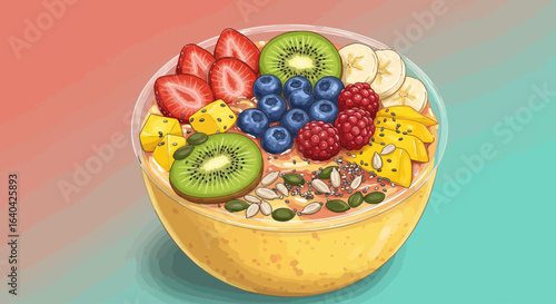 a salad bowl with various vegetables and dressing
