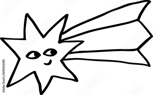hand drawn flying star cartoon character