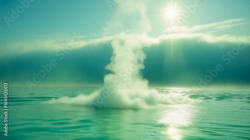 Wallpaper Mural Tranquil teal sea with erupting vapor plume Torontodigital.ca