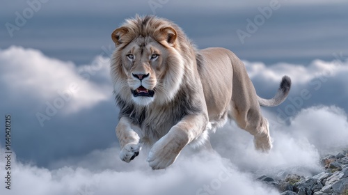Majestic lion in the wild showcasing powerful predator fierce look agility and natural habitat in stunning wildlife photography for nature and animal