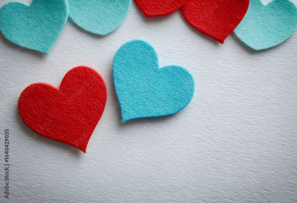 Obraz premium romantic symbol space paper decoration anniversary love day hearts composition celebration red wedding text background valentines turquoise design card nubes shape valentine white february holiday