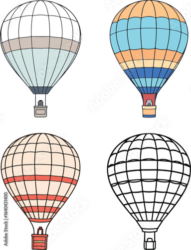 Colorful Hot Air Balloon Vector Set