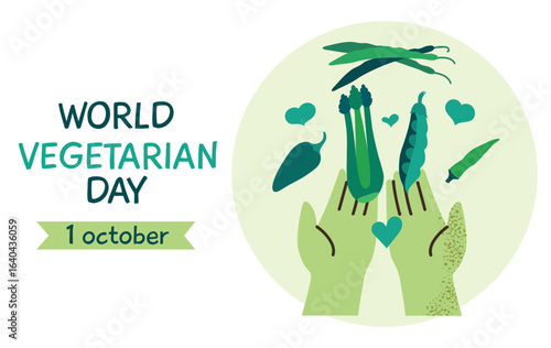 World Vegetarian Day on 1 october card banner invitation poster