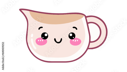 Cute kawaii creamer pitcher illustration vector art for kitchenware and food design and decoration use