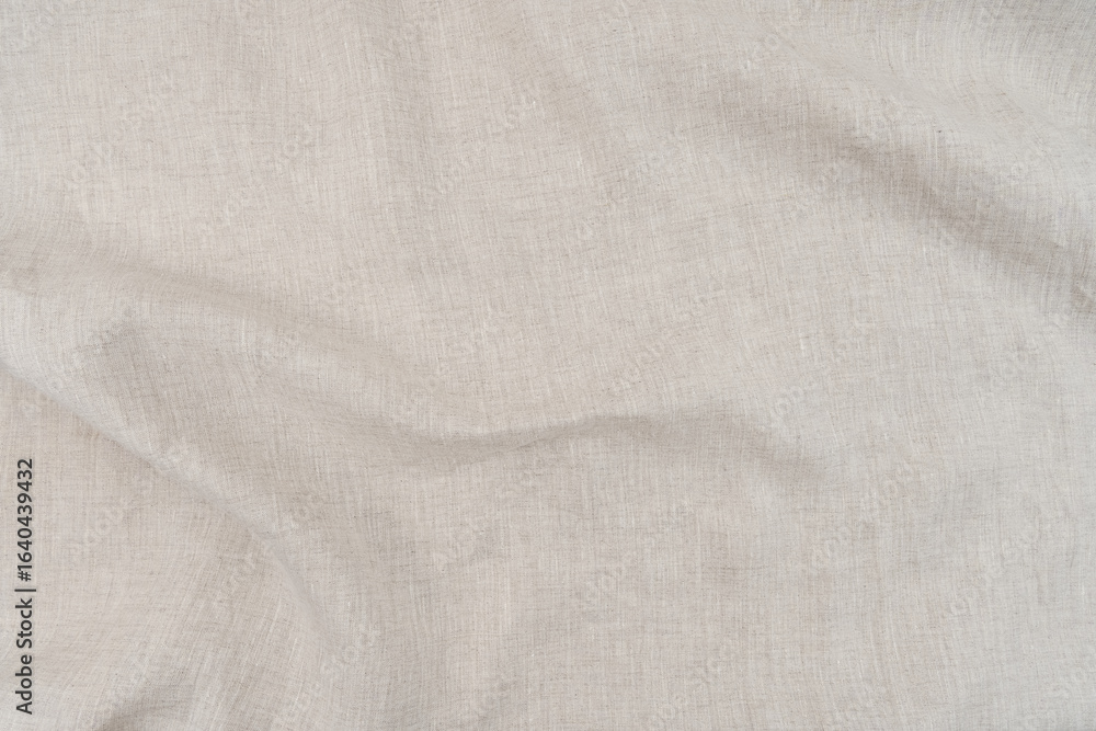 Naklejka premium Beige Crumpled Linen Textured Background