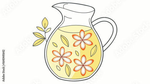 Refreshing lemonade pitcher with flowers vector illustration summer drink beverage floral design for graphic projects