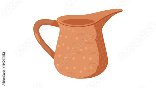 Illustration of a terracotta pitcher jug for water or juice with handle and spout vector design asset