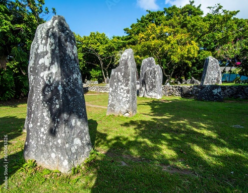Nan Madol Rock Formation in Pohnpei, Micronesia, under the Warm Sunlight and Blue Sky