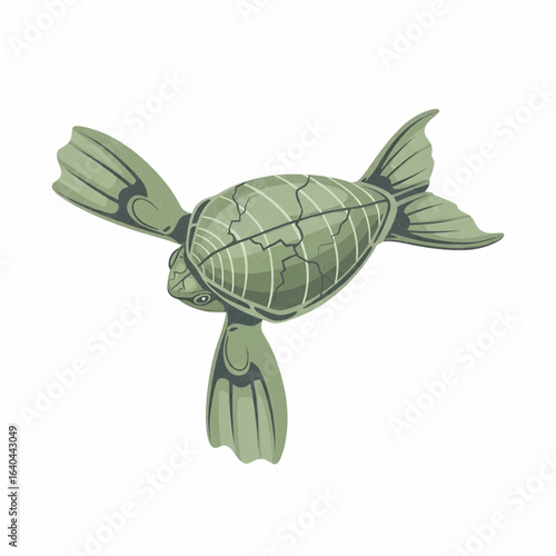Green Sea Turtle Illustration – Swimming Marine Reptile