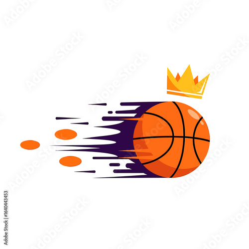 Royal Basketball in Motion with Speed Lines and Golden Crown.