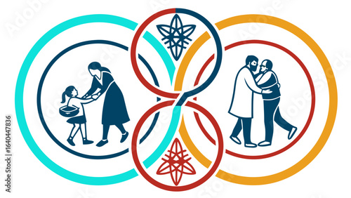 Happy Family Icon - A Simple and Joyful Representation of Family Unity, Love, and Togetherness, Perfect for Symbolizing Family Bonds, Happiness, and Warmth in a Visual Design