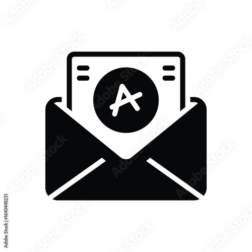 Black solid icon for a letter