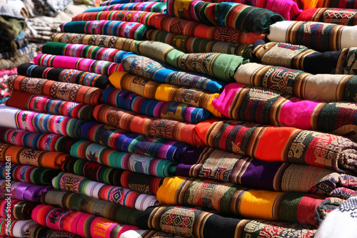Brightly Colored Woven Fabrics at Purmamarca Market, Argentina