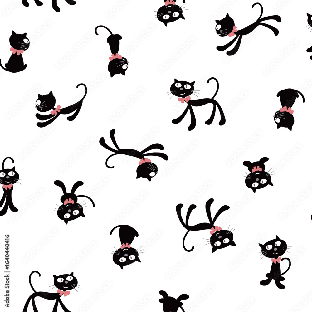 Obraz premium Simple and cute cat seamless pattern,