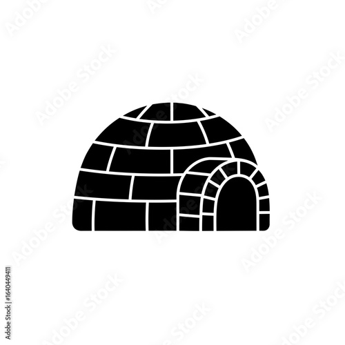Illustration of a black and white arctic igloo home silhouette